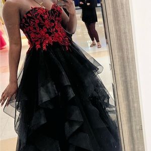 black and red prom dress